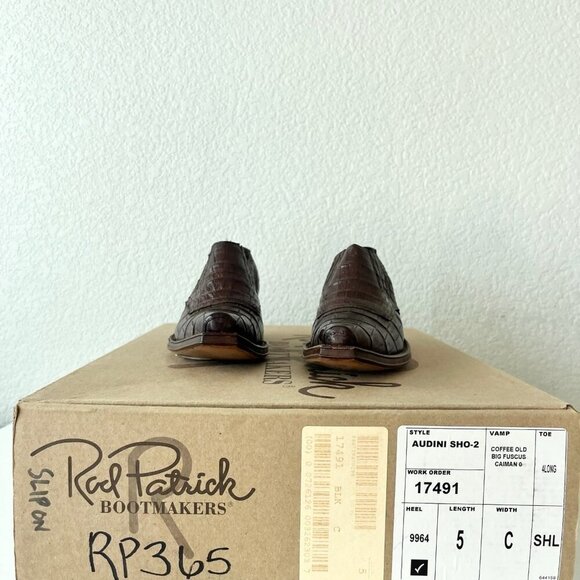 Rod Patrick Womens Western Boots Loafers Pull on Shoes 5C Brown Caiman Leather - Picture 10 of 11